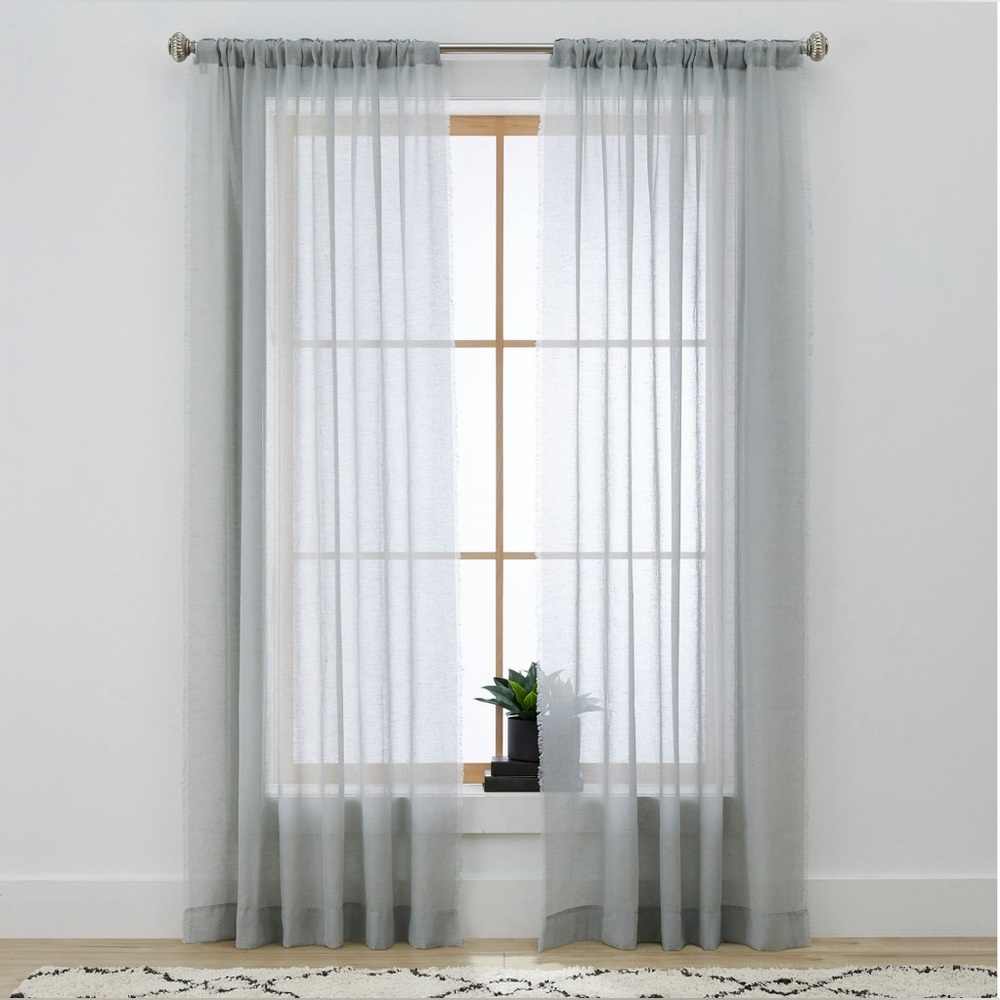 Better Homes & Gardens Solid Fringe 84"Single Panel Curtain Soft Silver